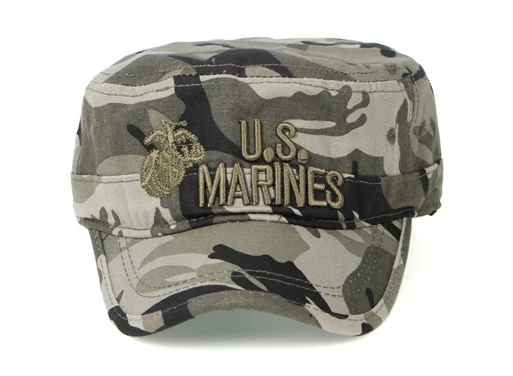 Лето армейские кепки Для мужчин морская пехота США письмо с камуфляжным принтом Casquette армия плоские крышки зеленый хлопчатобумажная бейсболка