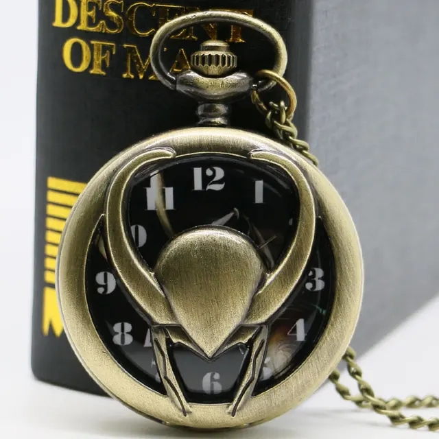 Hollow Quartz Pocket Watch Bronze Vintage Thor The Avengers Loki Fob Watches Men Hollow Quartz Pocket Watch Bronze Vintage Thor The Avengers Loki Fob Watches Men