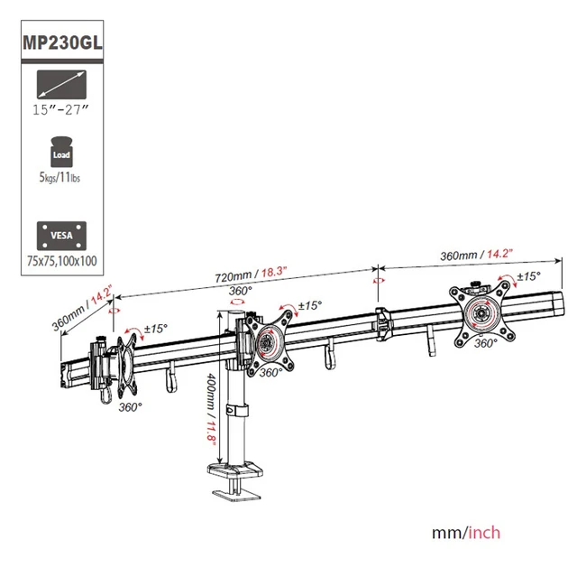 Desktop Spann Full-Motion 10-30 zoll Triple Monitor Halter 360 Grad Drei  LED LCD Monitor Halterung Arm Halterung 10kgs Pro Arm - AliExpress