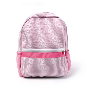 

Customization Adults Seersucker Backpacks With Two Adjustable Straps Book Bag ( Navy,Pink,Aqua,Purple,Red)