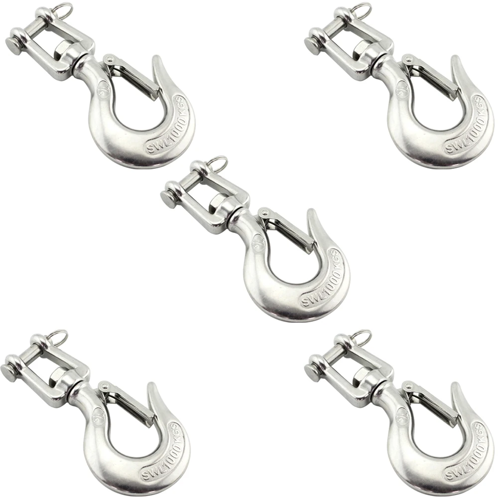 Stainless Marine Jaw Type Swivel Crane Hook with Safety Load Limit of 650Kg Marine Boat Crane Hook 5pcs 5/16 inch