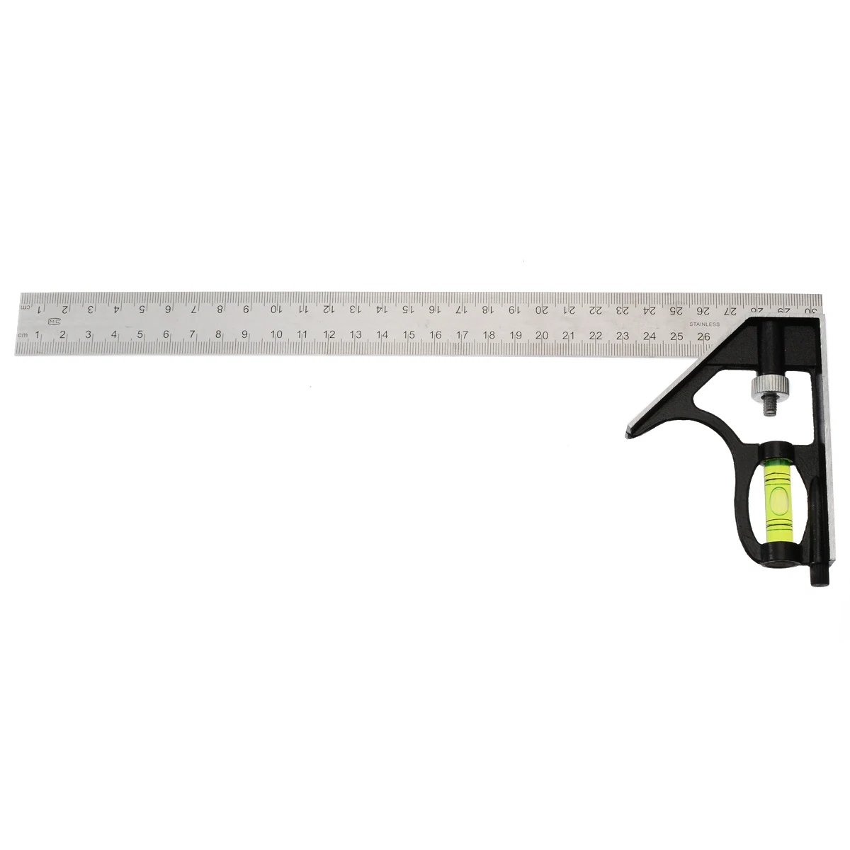 1pc Precise Adjustable Ruler Combination Level Gauge Square Angle Metric Ruler For School Office Stationery 300mm 12'' New