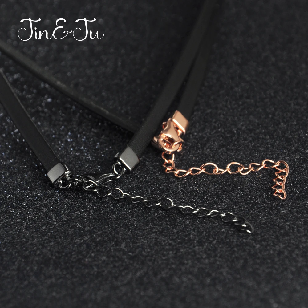 Jin& Ju ювелирные изделия 925 пробы серебряные женские 30 см+ 5 см ювелирные изделия звезда дизайн два цвета кожа чокеры ожерелья для девочек Подарки