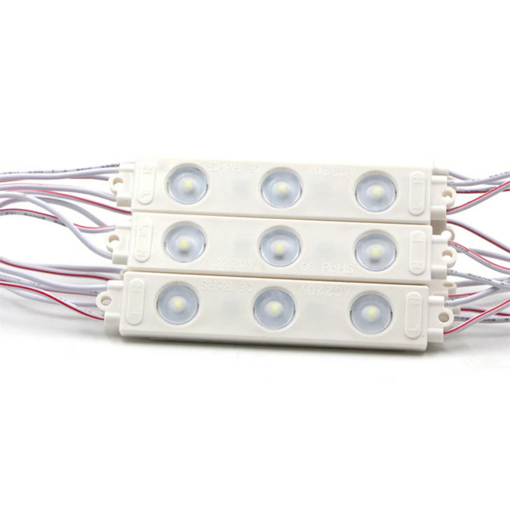 10PCS 220V 110V 1.8W SMD 2835 3 LED Module Waterproof Injection Strip Lights lighting Fairy Lights Christmas Garland For Party