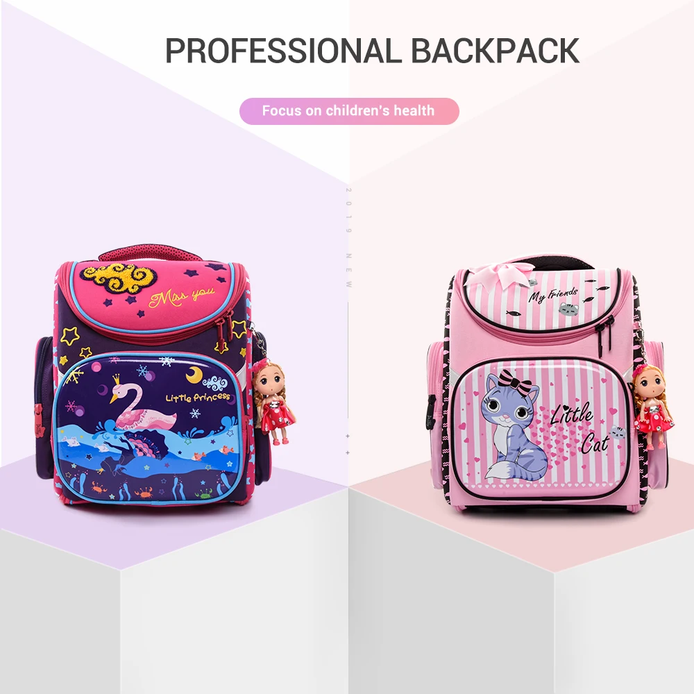 Delune брендовые Детские новые школьные рюкзаки для девочек с рисунком кота Детские водонепроницаемые школьные рюкзаки 1-3 класса
