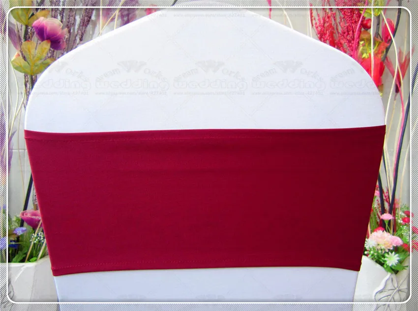1/2- 34 цвета 100 шт один слой спандекса полосы/лайкра/чехлы на стулья/скатерть лента для свадебной вечеринки банкетные украшения - Цвет: Burgundy