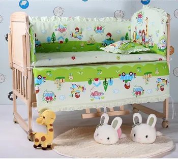 

Promotion! 6PCS Baby cot bedding kit bed around cribs for babies cot bumper (3bumper+matress+pillow+duvet)