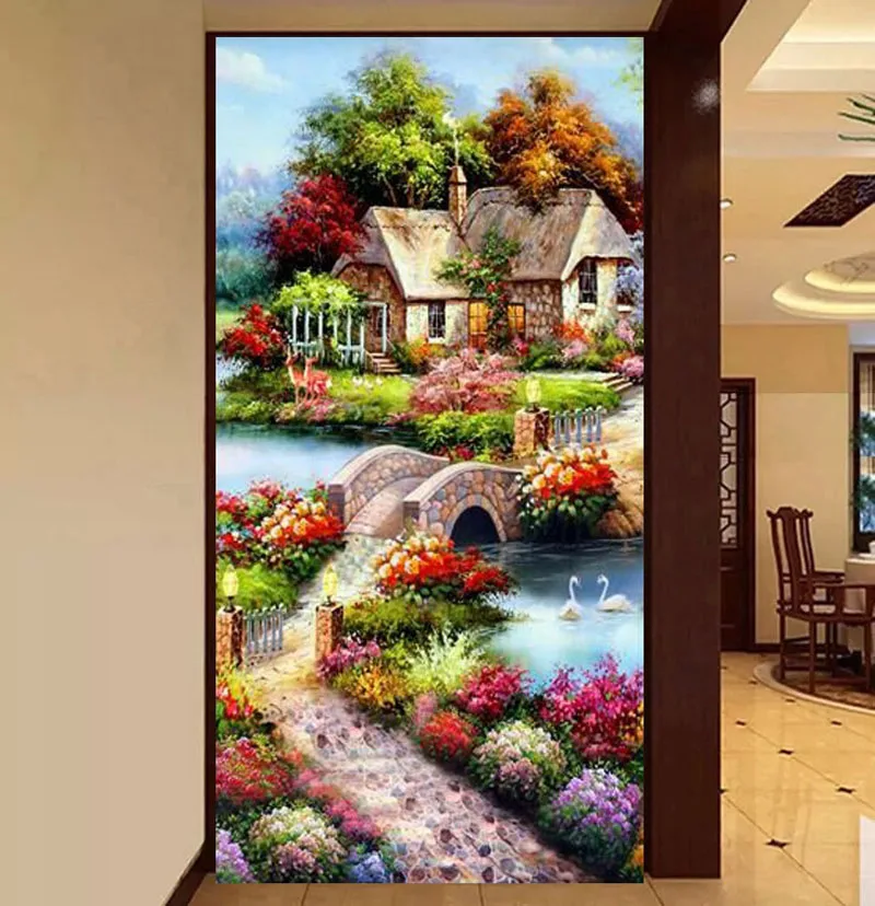 Diamond Painting Garden Cottage Europea 5DRound Embroidery Animal Cross Stitch Rhinestone Mosaic Sale Deco | Дом и сад