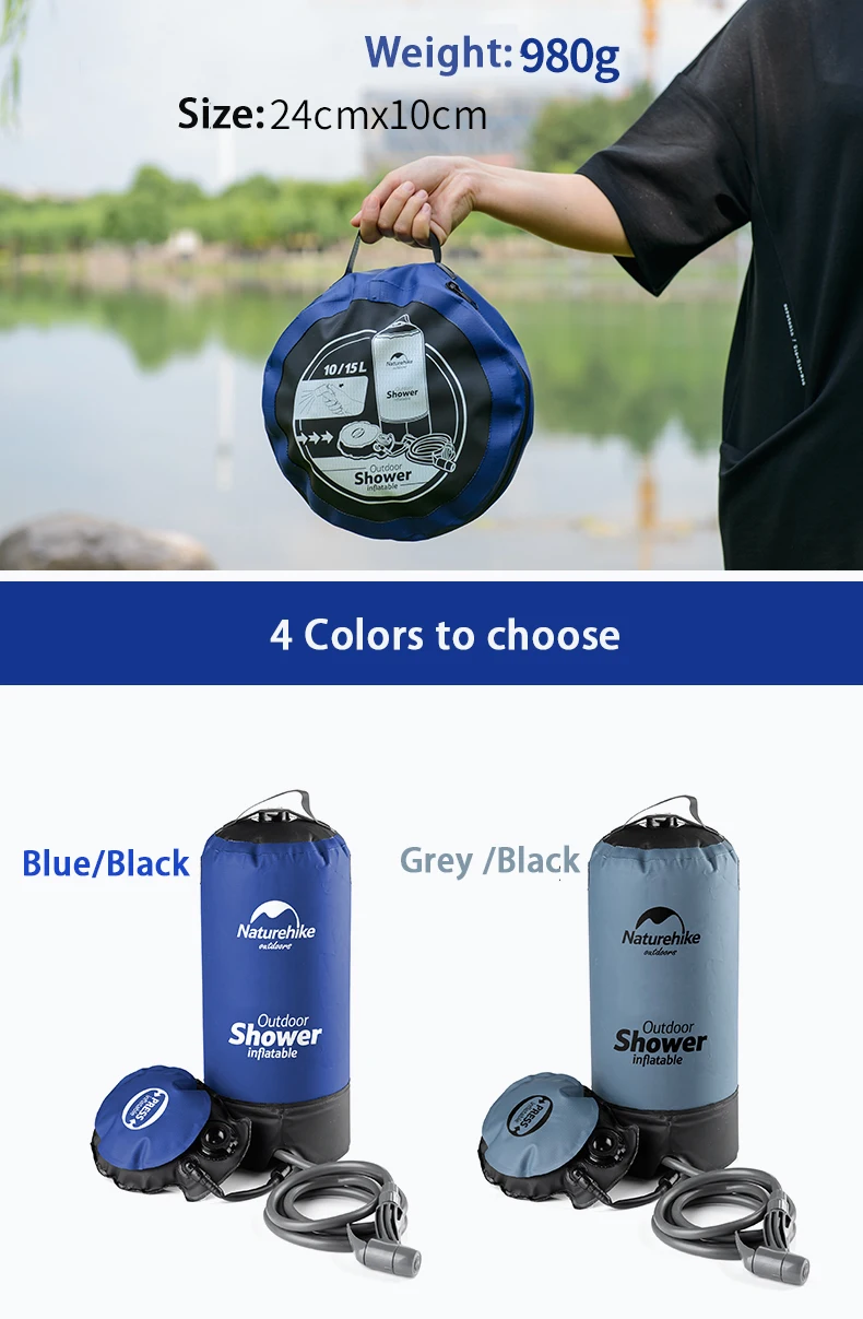 Naturehike 11L Outdoor Camp Shower Water Bag Foldable Mountainotes