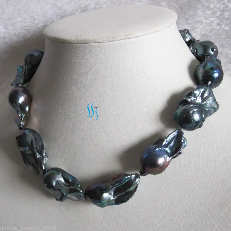 Peacock Blue Genuine Grade A Freshwater Pearl Necklace /& Earrings Gift Set