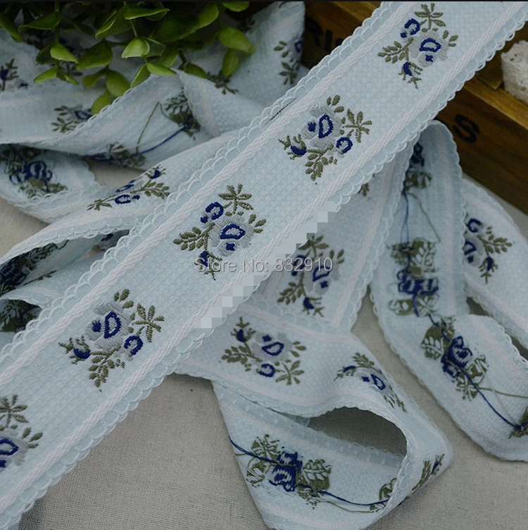 

Zakka handmade accessories DIY lace ribbon polyester woven Jacquard Ribbon with Ethnic Embroidery Ribbon 4cm 22yards/lot flower
