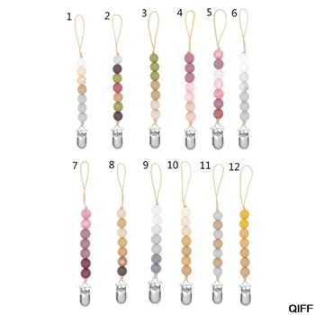 

Dummy Clips Baby Boys Girls Pacifier Chain Silicone Teething Relief Toys Beads Soothie Pacifier Holder Clips Baby Shower Gift