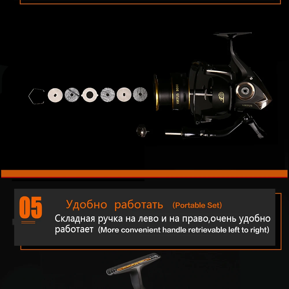 RYOBI оригинальная Рыболовная катушка VIRTUS, спиннинговая катушка, Ультралегкая Алюминиевая катушка, 7,5 кг, для соленой воды, 4+ 1 подшипники, 5,0: 1 Передаточное отношение