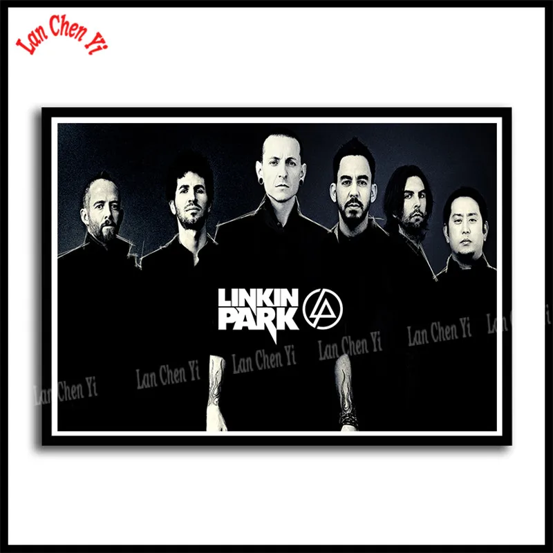 Linkin park Рок-Группа с белым покрытием бумажные плакаты Европейская и американская музыка звезда декоративная живопись кафе бар плакаты - Цвет: Тёмно-синий
