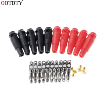 

10 Pcs Red Black 4mm Solderless Side Stackable Banana Plug Terminals Connectors