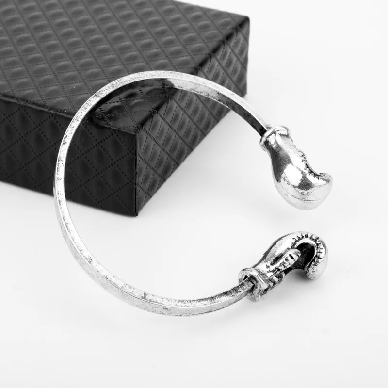 LUFANG Fashion Jewelry Classic Hip Hop Rock Metal Fitness Boxing Gloves Bracelet Charm Bangle Silver Color Wrap Bracelet For Men