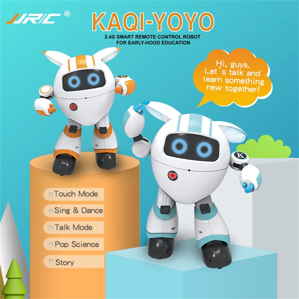 JJRCR14 KAQI-YOYO 2,4 г Smart RC робот программируемый Sing кукольный театр сияющий свет милый внешний вид игрушечные лошадки для детский подарок