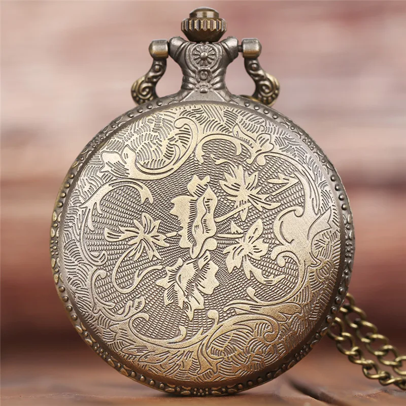 Full Hunter Chain Bronze Fashion Necklace Wolf Quartz Men Gift Women Pendant Pocket Watch Modern Copper 2