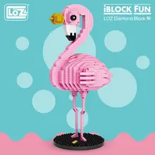 LOZ Алмазные блоки игрушка Фламинго розовая птица фигурка красочные Мультяшные животные развивающие Кирпичи DIY Дети подарок 9205