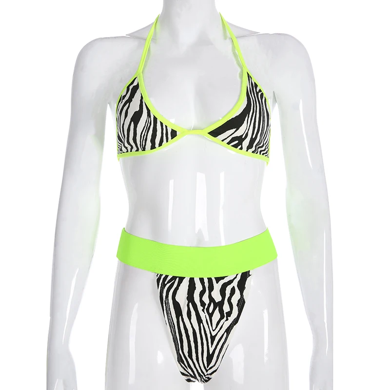 Weekeep Sexy Zebra Pattern Bikini Swimwear Women Summer Push Up Bikini Set Beachwear Women