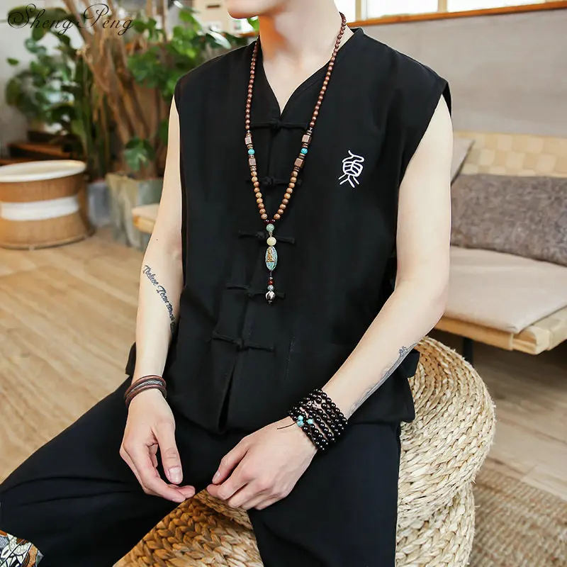 Традиционная китайская одежда для мужчин, мужская китайская рубашка с воротником-стойкой, блуза ушу кунг-фу, наряд, китайская рубашка, топы V1530