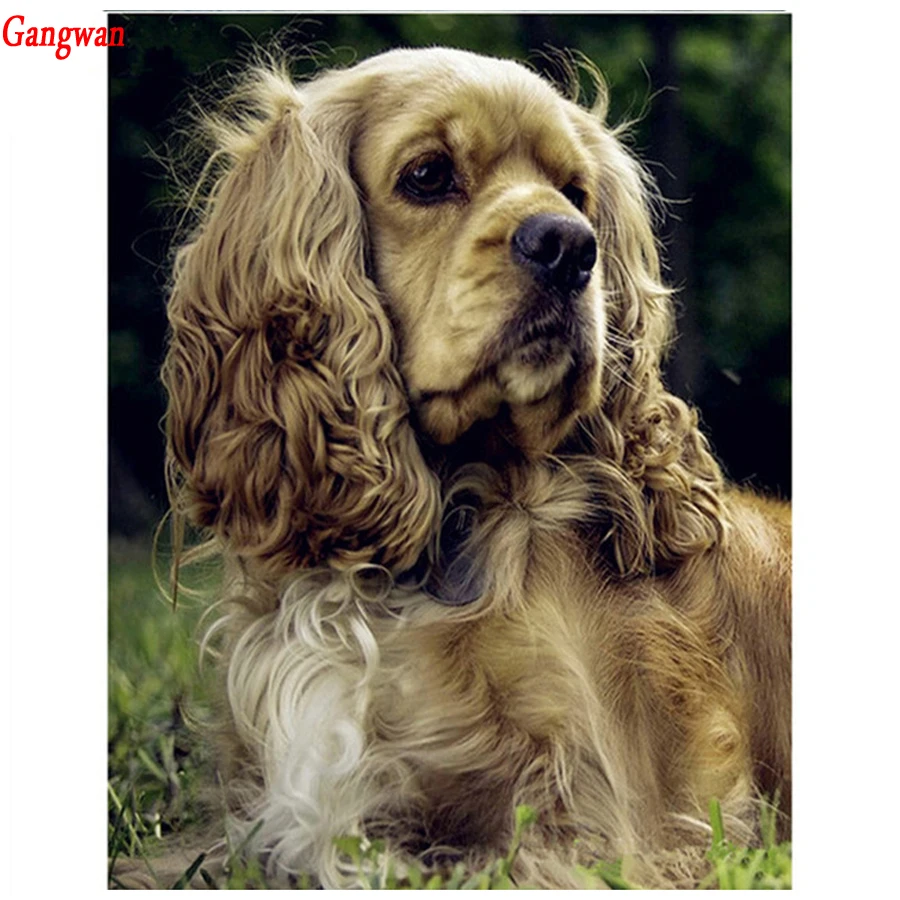 5d Diy Diamond Painting Cross Stitch Cocker Spaniel Needlework full Square round Diamond Embroidery cute puppy Home Decoration