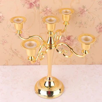 

Silver/Gold/Bronze/Black 3/5 Arms Metal Pillar Candle Holders Candlestick Wedding Decoration Stand Mariage Home Decoration