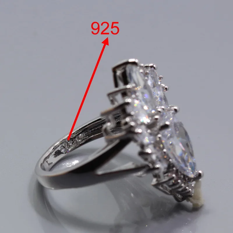 Manny свадебный ювелирный набор стерлингового серебра 925 очаровательные серьги с белым хрусталем кольцо ожерелье кулон TZ273