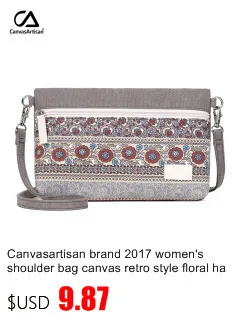 Canvasartisan new women shoulder bag floral casual messenger bag vintage cotton canvas bags female small travel crossbody bag