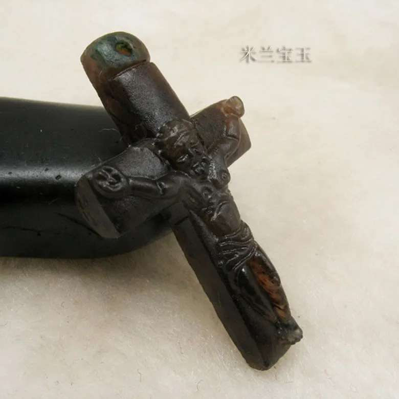 Specials / Natural Nanyang Dushan Jade pendant alone Cross caramel a cargo 1033 | Украшения и аксессуары