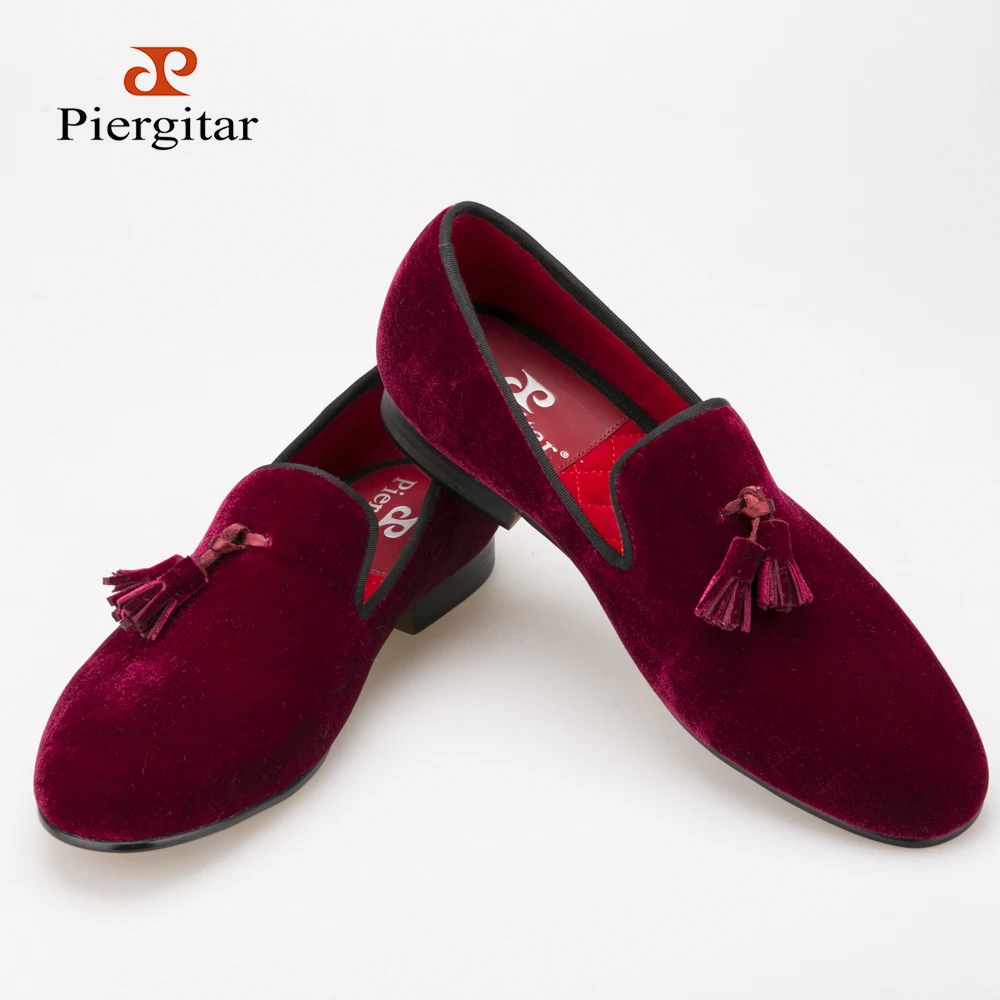 Aliexpress.com : Buy red velvet loafers new loafers handmade tassels ...