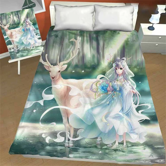 Кровать в стиле аниме простыни Твин Полный Королева Король один двойной размер колледж общежития Ткань Текстиль для подростков взрослых украшения в спальню - Цвет: 2
