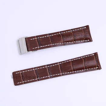 

CARLYWET 22 24mm(20mm Clasp) Brown Real Cowhide Leather Wrist Watch Band Strap Belt For Super Ocean 1884