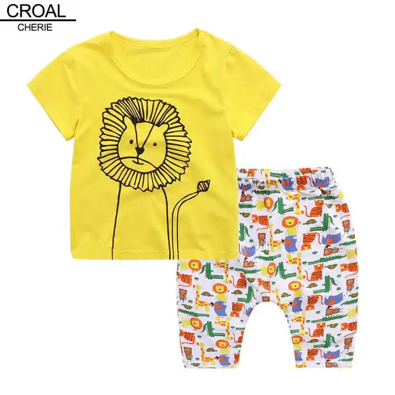90 130cm Summer Kids Clothes Shorts T shirts Pants Animals for Boys