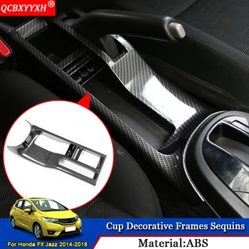 

QCBXYYXH Car Styling Car Interior Frame Decal Cup Holder Panel Sequins Auto Decorations Stickers For Honda Jazz Fit 2014-2018