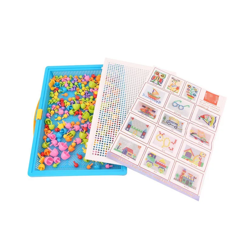 296pcs Mushroom Nails Puzzle Educational Pegboard Toy Letters Numbers Game with Storage For Kids Children  (3)