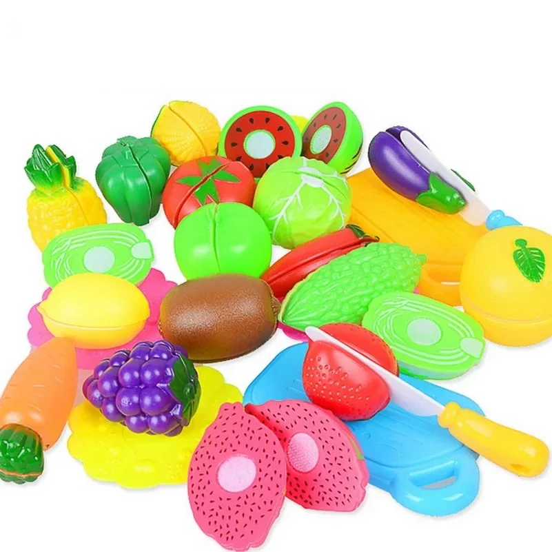DIY Pretend Play Baby Kitchen Plastic Food Toy Set Cooking Cutting ...
