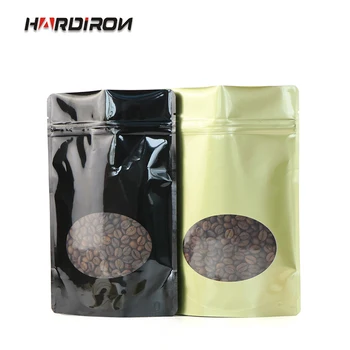 

Thick Golden Aluminum foil Self-styled Standing Pouch Window Nut Coffee Bean Sealed Zipper Food Grade Packaging Bag