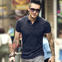 Для мужчин дизайнер поло Для мужчин бамбук хлопок короткий рукав рубашка Европейский Стиль Майки Для мужчин Для мужчин бренд Тонкий рубашки поло PL-03