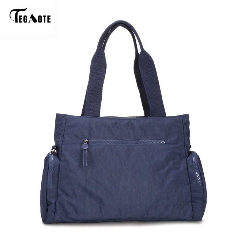 Tegaote الاولى مقبض المرأة حقيبة سعة كبيرة الكتف رسول حقيبة المرأة مصمم النايلون الشاطئ عارضة حقيبة تسوق حمل الإناث
