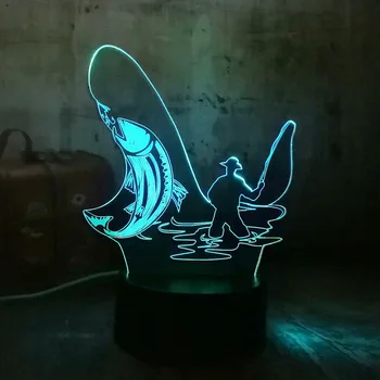 

Chinese Style Original Fishing Man 3D RGB LED Night Light Multicolor Creative 7 Color Change USB Desk Lamp Kids lamp Home Decor