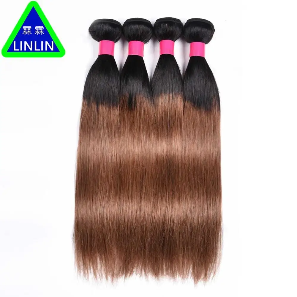 LINLIN Ombre Malaysian Straight Hair 4 Bundles T1B/30 Black to Brown Color Human Hair Extensions 10 LINLIN Ombre Malaysian Straight Hair 4 Bundles T1B/30 Black to Brown Color Human Hair Extensions 10