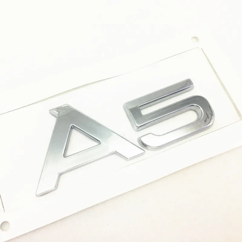 

Black/Silver ABS Chrome Plating A5 Car Styling Accessories Rear Bumper Trunk Letter English Alphabet Emblem Sticker Badge Decal