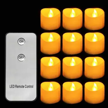 

120pcs Remote control Battery powered LED Candle tealight Flameless Flickering wavy Tea Light Wedding Christmas Home Party decor