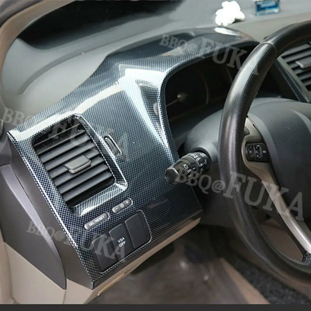BBQ@ Fuka 14 шт карбоновое волокно для украшения салона автомобиля накладка на руль для Honda Civic 8th 2006-2011 Автомобильная оконная панель