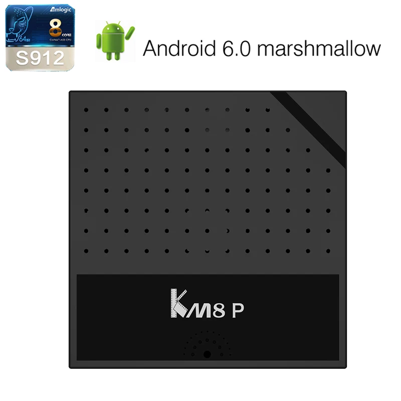 

New KM8 P Android Tv Box Amlogic S912 Octa core Android 6.0 marshmallow Tv Box 1GB 8GB WiFi H.265 4K*2K VP9 Smart Media Player