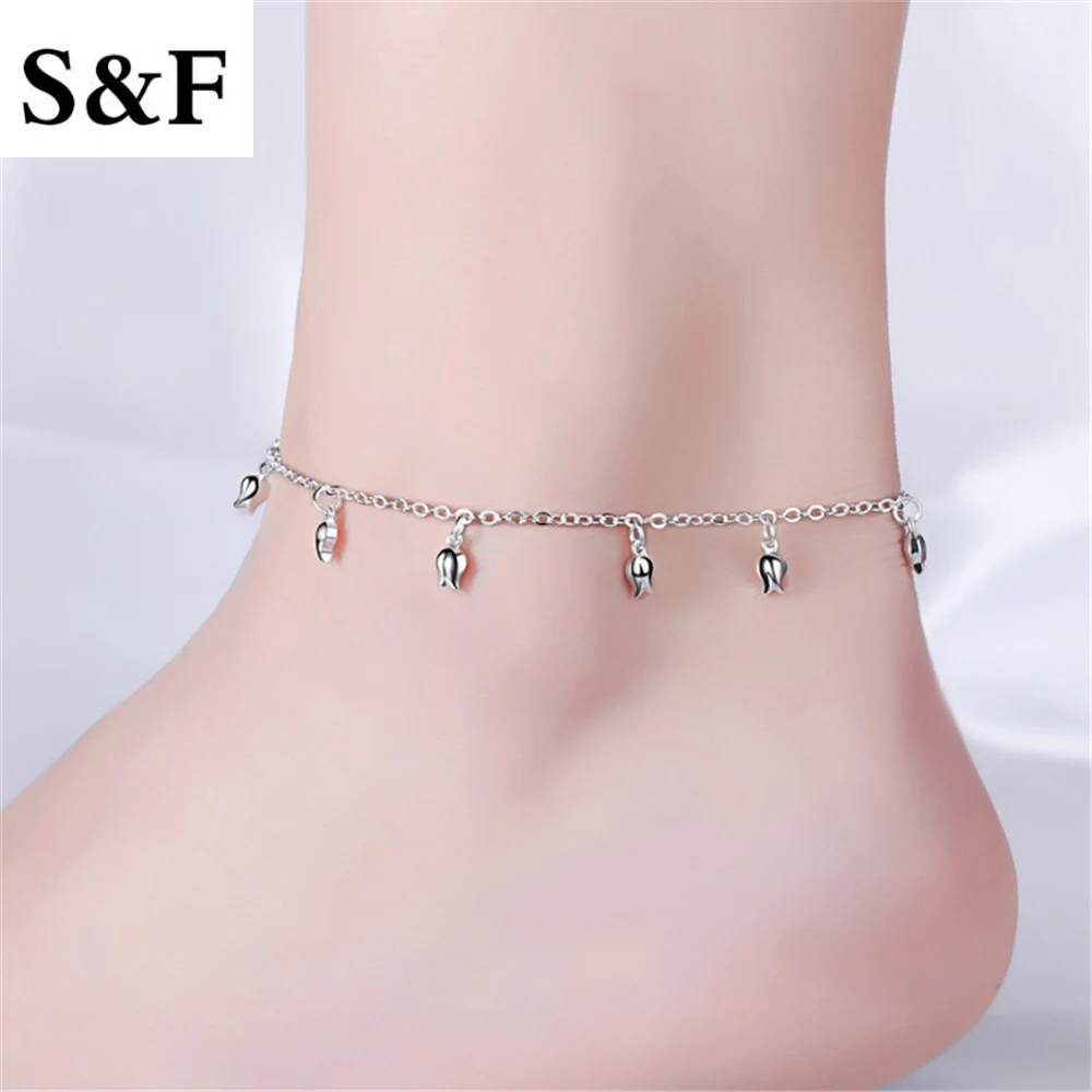 

Flower Charm Foot Bracelet Leg Chain Ankle Bracelets for Women Sexy 925 Silver Fashion Ankle Bracelet Anklet Halhal Foot Jewelry