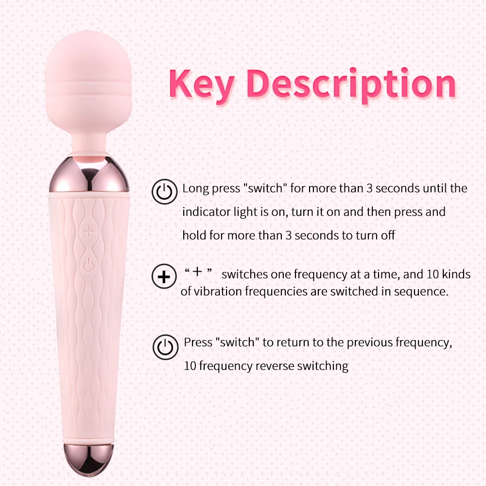 Powerful Clitoris Vibrators for Women USB Charge 10 Speeds AV Magic Wand Vibrator Massager Adults Sex Toys for Woman Masturbator (16)
