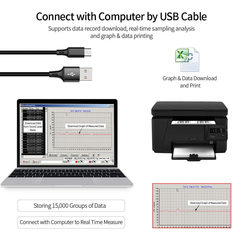 Умный датчик AS844+ цифровой USB децибел контрольный тестер шумомер ЖК-измеритель уровня звука 30-130 дБ громкость шума