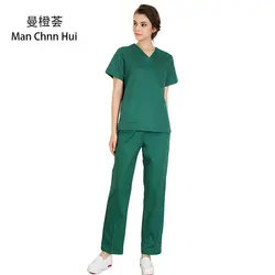 Медицинская униформа для женщин форма медсестры одежда короткий рукав пальто летние шорты рукавом Рабочая одежда